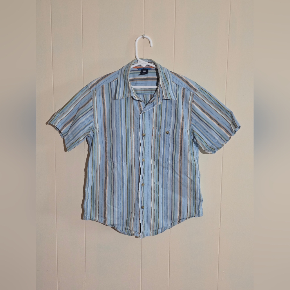 GAP Kids Blue Striped Button Down Shirt